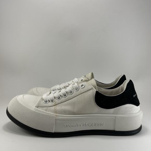 Alexander McQueen Deck Plimsoll Low Sneakers Mens EU 44 US 11 Canvas White Black main image 12